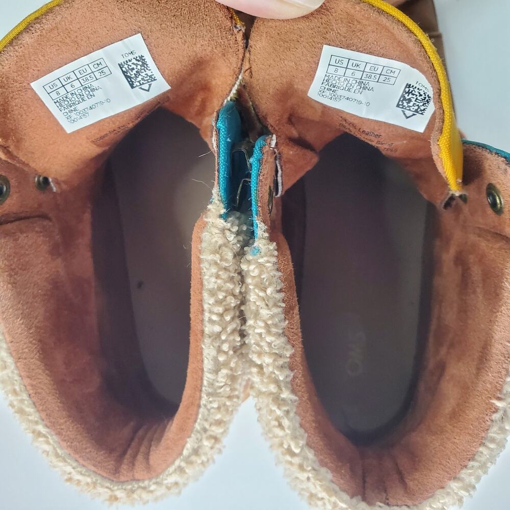 TOMS Womens Brown Mixed Media D-Waterproof Mesa Round Toe Leather Booties 8 - Picture 9 of 12